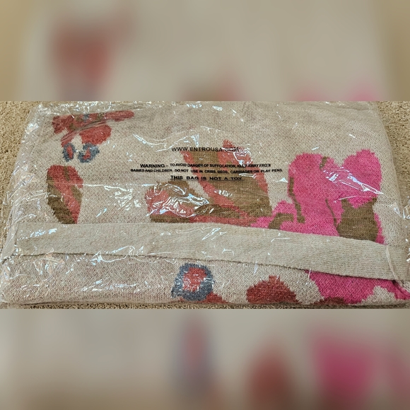 NEW Floral Print Knit Open Front Tie Waist Cardigan Sweater SMALL Birch & Pink - Picture 9 of 9